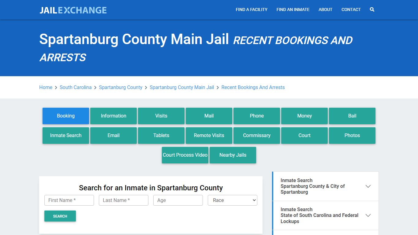 Spartanburg County Main Jail Recent Bookings And Arrests