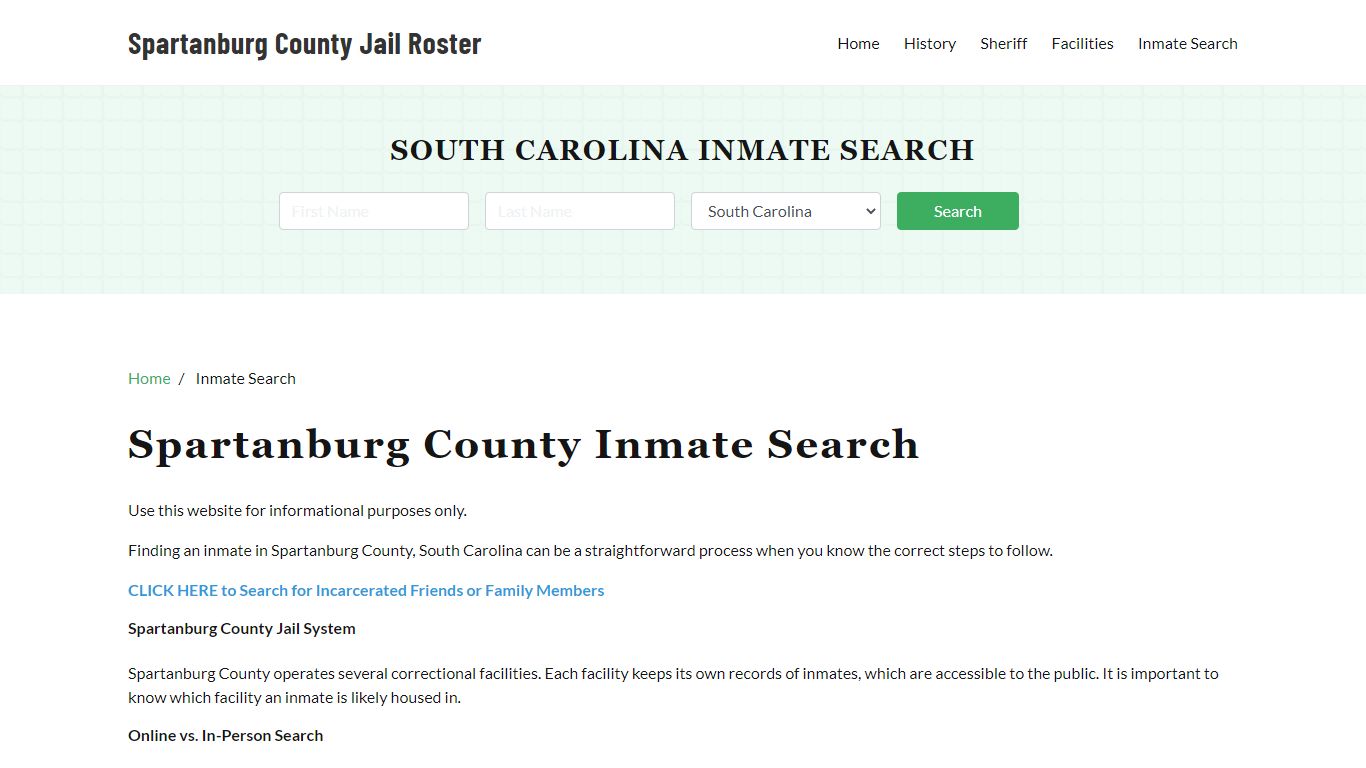 Spartanburg County, SC Detainee Lookup